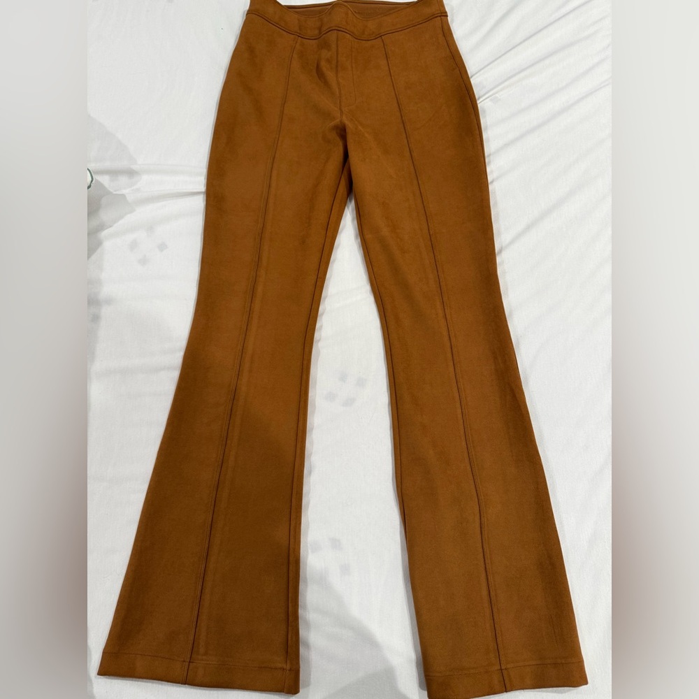 SPANX Camel Suede Flare Pants